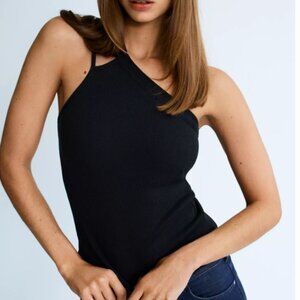 Anthropologie Maeve One-Shoulder Black Tank Medium